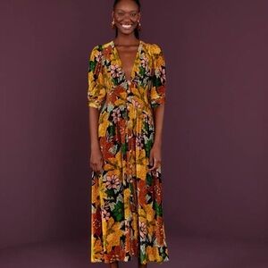FARM Rio Tropical Floral Maxi Dress - Yellow, Green, Red